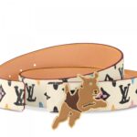 Louis Vuitton X Tyler M8650T Monogram Craggy 40mm Reversible Belt Cream