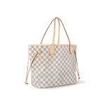 Louis Vuitton N40604 Neverfull MM Rose Ballerine Damier Azur Canvas
